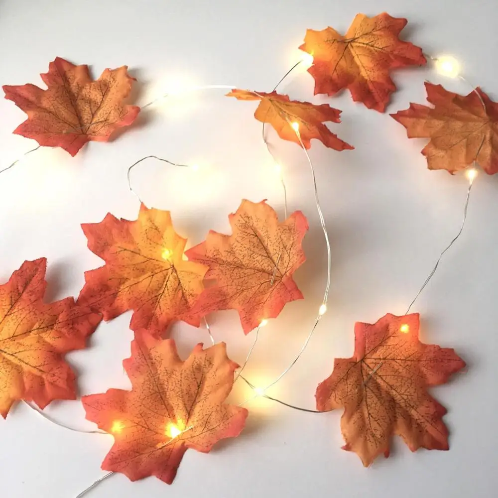 

Maple leaf garland Fairy Lights Autumn Decor Centerpiece Leaves Fall Decor Halloween Decor garland string lights