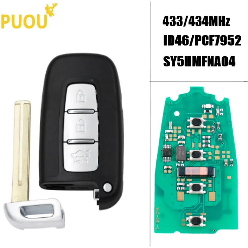 3 кнопки дистанционного смарт-ключа 433 МГц ID46 для HYUNDAI Elantra Genesis Veloster Equus Tucson Sonata Azera 2009- SY5HMFNA04