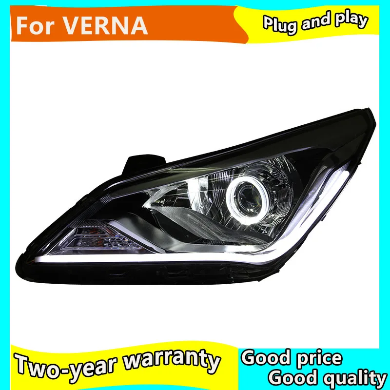 Головной светильник для VERNA 2009-2013 светодиодный головной светильник s для VERNA головной светильник Angel eye светодиодный передний светильник Bi-Xenon/светодиодный объектив xenon H