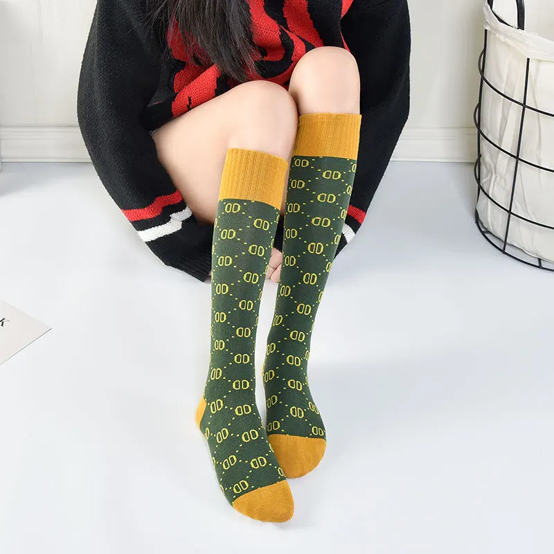 autumn and winter new women socks cotton alphabet long tube knee socks high tube trend street sports socks