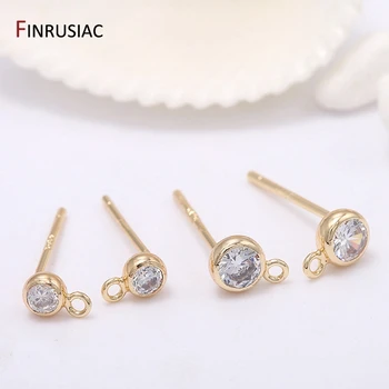 

Earring Making Supplies 14k Gold Plated with Small Round Zircon Stud Earrings Hooks Accessories Earring Findings DIY Craft