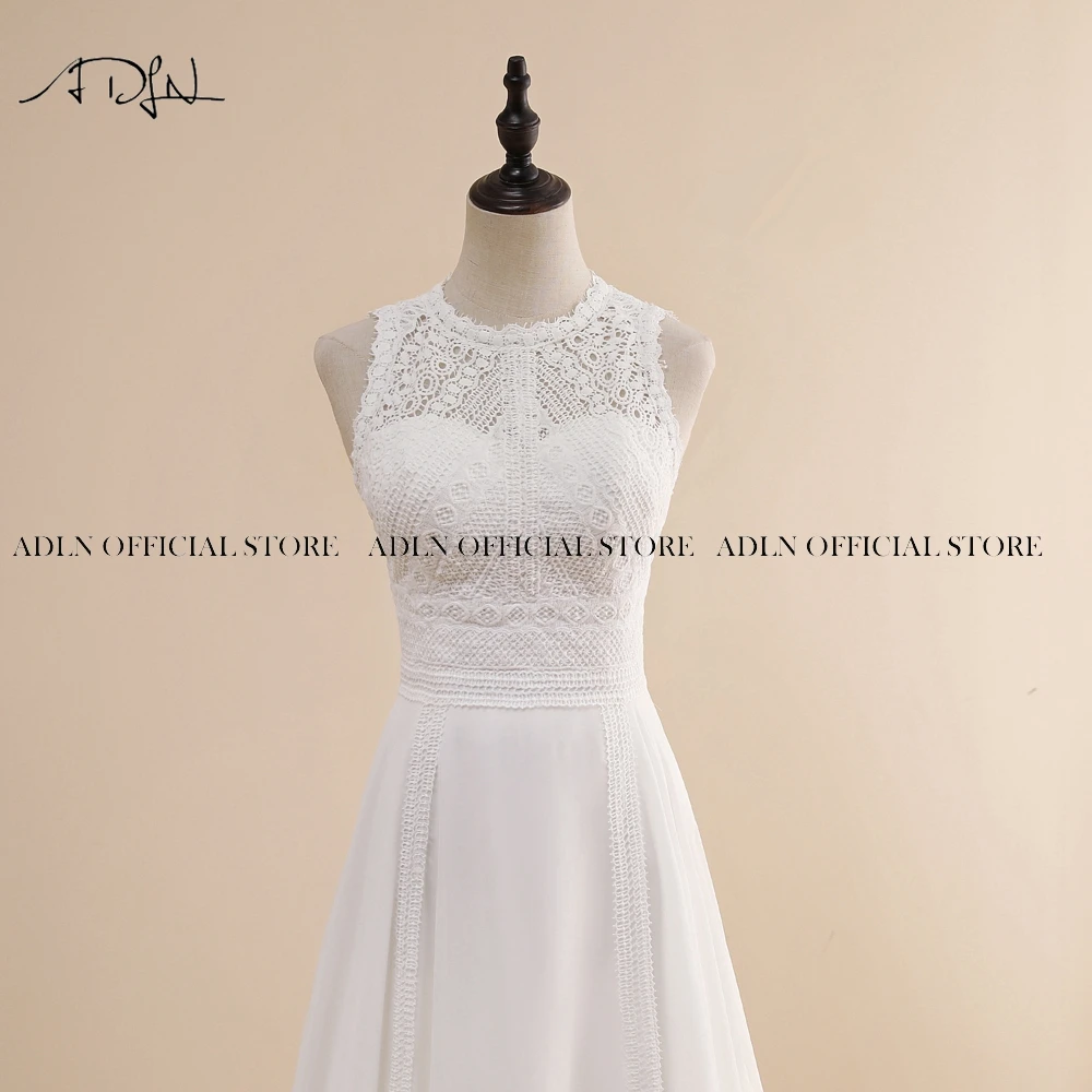 ADLN Jewel Chiffon Beach Wedding Dress Customized Lace Boho Bride  Sexy Back Bohemian  Gown Custom Made Vestidos de novia 4