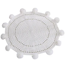 Круглый ковер ручной работы, однотонный вязаный коврик с помпоном для детей, игровой коврик 80X80 см, детская комната, гостиная