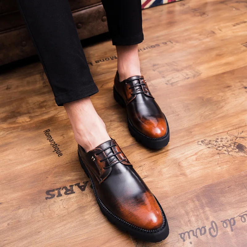 Merkmak/Мужская обувь в британском стиле; модные модельные туфли с круглым носком; дышащая Осенняя формальная обувь; оксфорды на шнуровке; большие размеры
