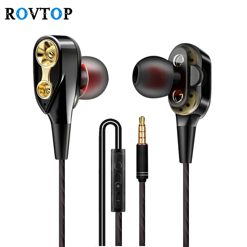 Проводные наушники Rovtop с высоким басом и двойным приводом стереонаушники