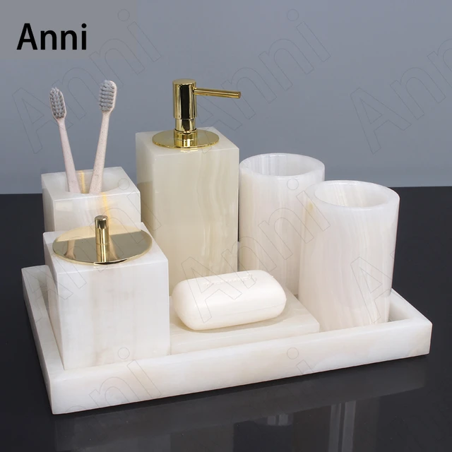 Juego De Accesorios De Baño, Accesorios De Resina Con Patrón De Mármol Para  Baño Nórdico, Soporte Para Cepillo De Dientes, Dispensador De Jabón,  Bandeja Para Weddi De 23,57 €