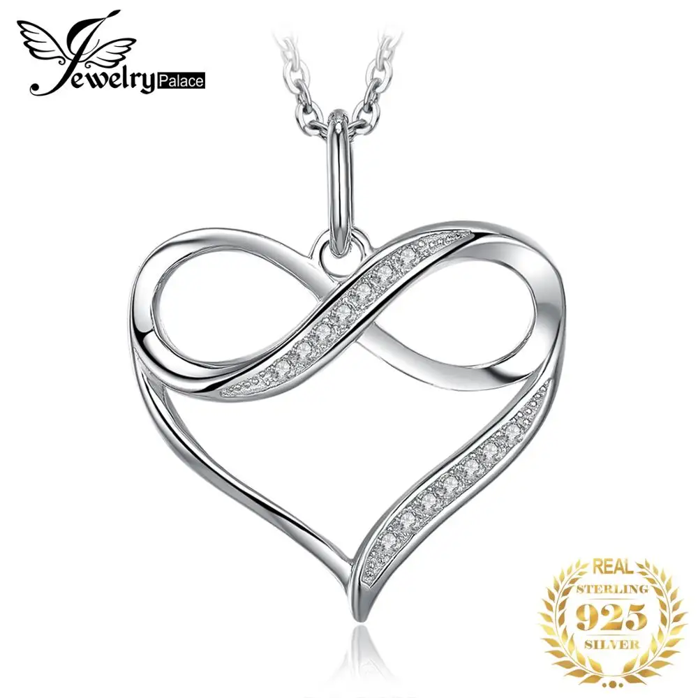 Женское серебряное ожерелье чокер Infinity Love Heart колье из стерлингового серебра 925