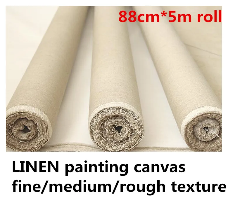 88cm *5m linen canvas primed canvas roll with fine/medium/rough texture