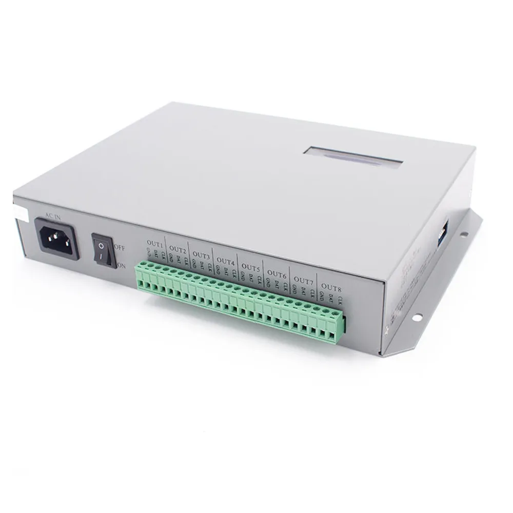 T-300K T300K sd-карта светодиодный пиксельный Контроллер онлайн ПК RGB Полноцветный Программируемый 8 портов 8192 пикселей WS2811 WS2801 WS2812b Светодиодная лента