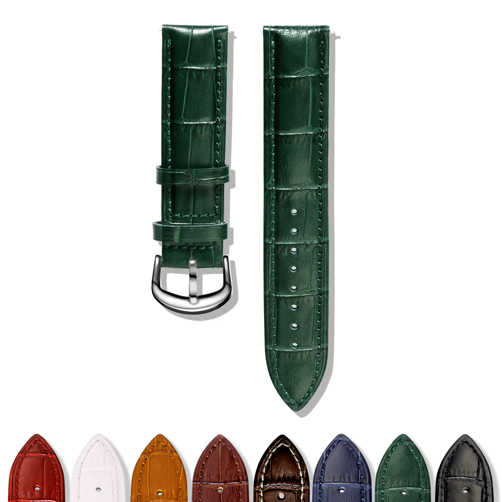 Кожаные ремешки для часов зеленый Аллигатор тисненый заменить для мужчин t ремешок для мужчин или женщин размер 16 мм 18 мм 20 мм 22 мм быстросъемный