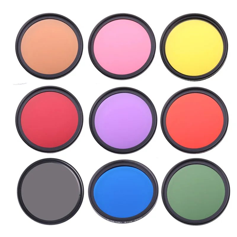 9colors/set Full Color filter kit DSLR Camera Lens Filter 49mm 52mm
