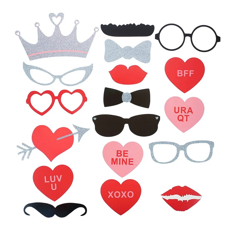 27Pcs DIY Photo Booth Props Funny Kiss Me Red Lip Glasses On A Stick Birthday Bride Wedding Decoration Party Accessories