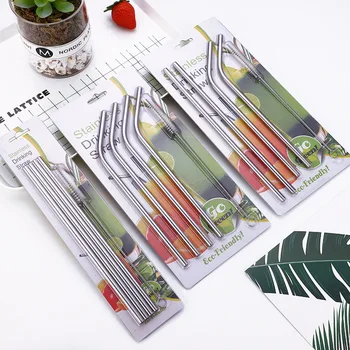 

Reusable Stainless Steel Straws Eco-friendly Metal Straw Set Drinking Straws Cleaning Brush for Wedding Party Bar Accessories