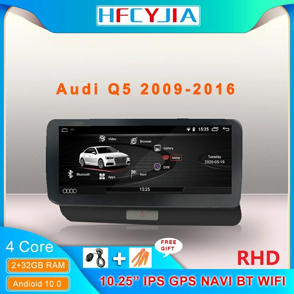 10 25 &quotAndroid Автомобильный GPS навигатор Экран для Audi Q5 2009 2016 BT SWC WIFI 4G Phonelink 2 + 32 ГБ Google
