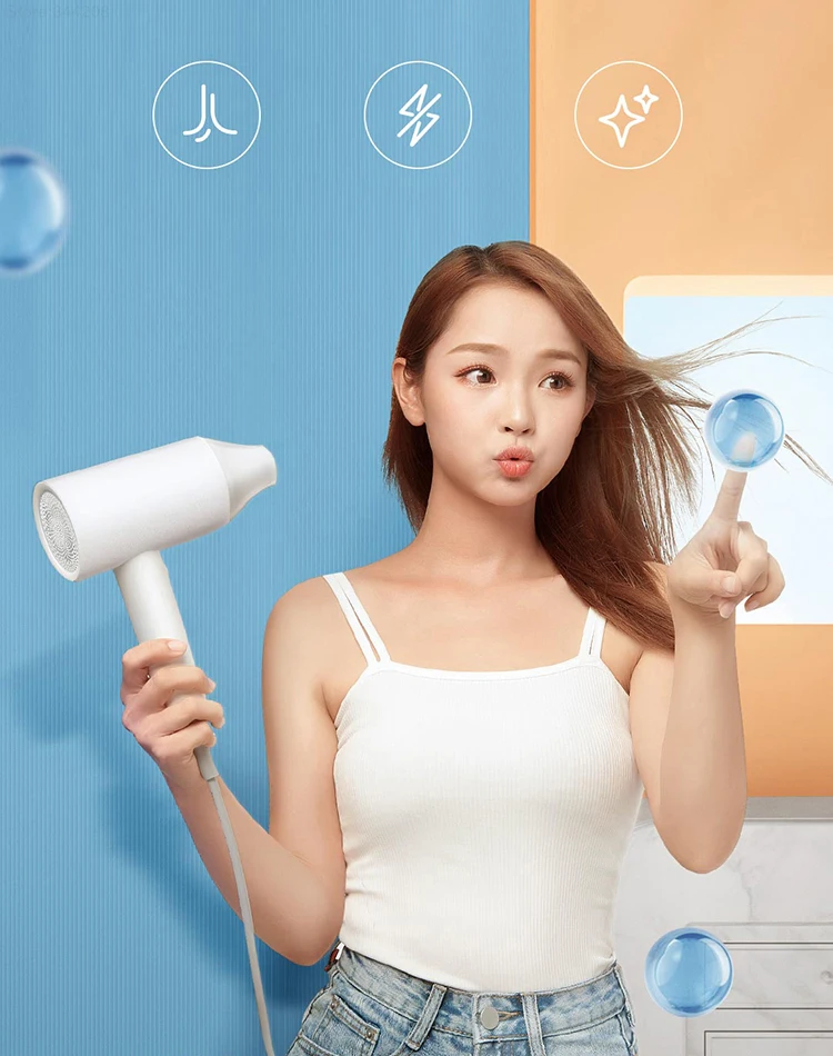 Xiaomi SHOWSEE Anion Hair Dryer Portable Diffuser For Hair Dryer Ion Professional Hairdressing Blow Dryer 1800W Blower Hairdryer