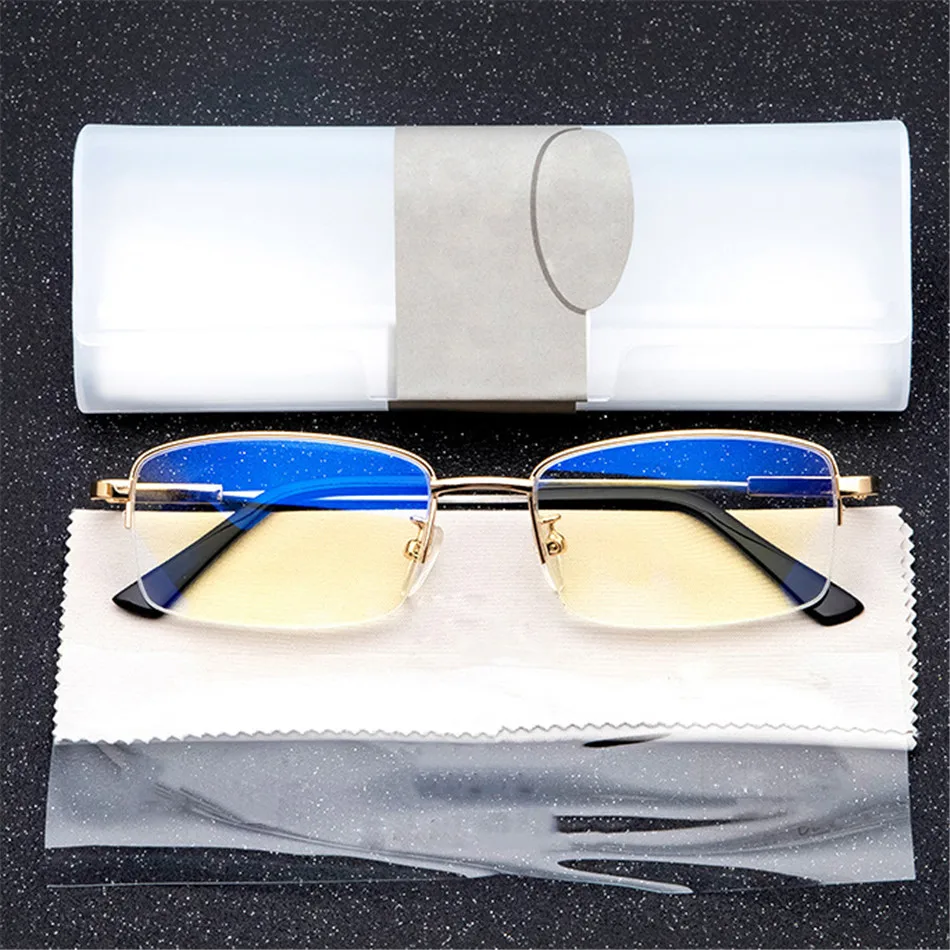 Iboode ультралегкие металлические титановые очки для чтения, анти-голубые лучи, защита от ультрафиолета, очки для дальнозоркости, полуоправа для мужчин и женщин