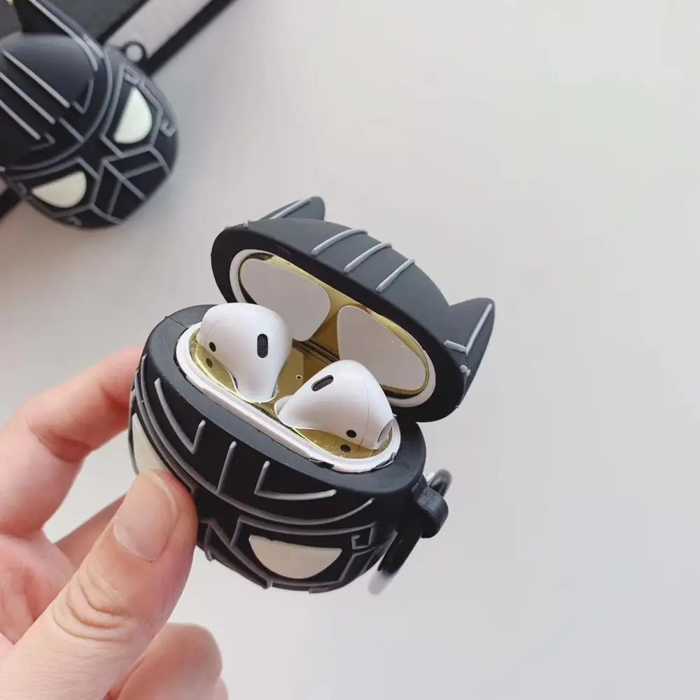3D милый мультфильм Marvel Черная пантера корпусы гарнитурные для Apple Airpods 1 2 Силиконовый наушник защитный чехол