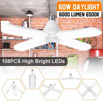 

60W Led Lamp E27 Led Bulb Ceiling Fan Industrial Led Light 220V Foldable Fan Blade Angle Adjustable Led Bulb White/Warm light