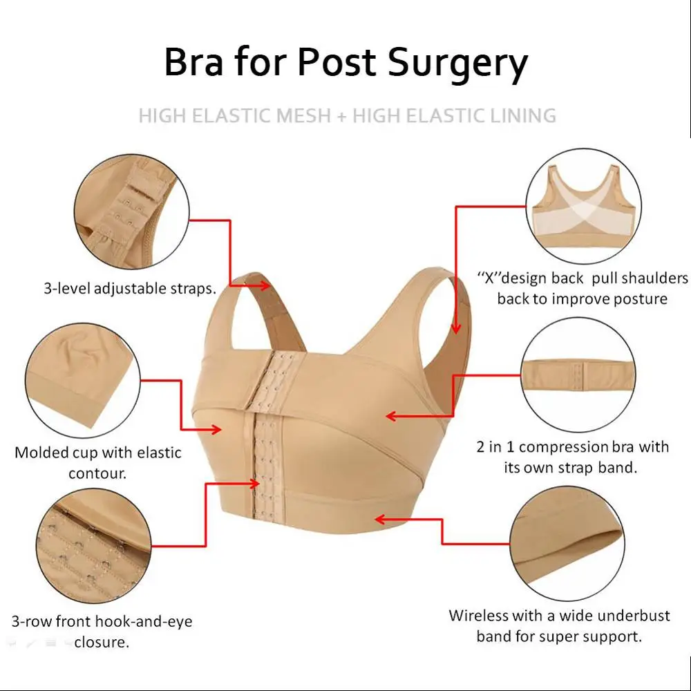 Lover-Beauty Fajas Womens Post-Surgical Bra Support with Adjustable Wide Strap Brassier Women Compression Bra for Post Surgery Lover-Beauty Fajas Womens Post-Surgical Bra Support with Adjustable Wide Strap Brassier Women Compression Bra for Post Surgery