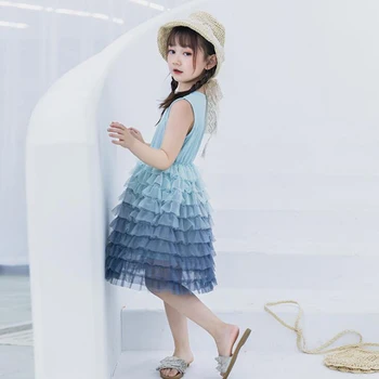 

2020 new girls dress tutu dress rainbow sling vest dress sleeveless summer cotton princess fashion dress for 4-12years