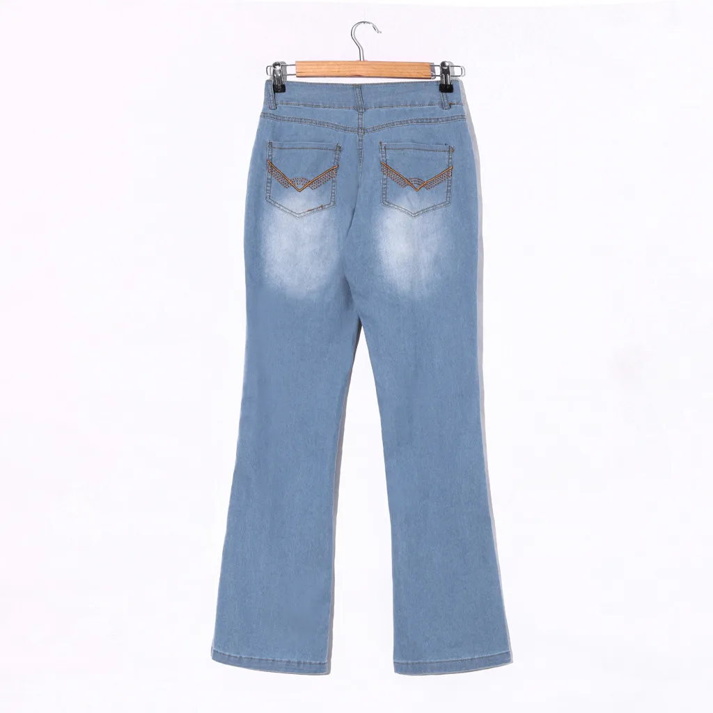 WJAYCOSIN, одноцветные расклешенные джинсы размера плюс 4XL, средняя талия, джинсы для женщин в стиле бойфренд, Стрейчевые узкие брюки, высокая эластичность, джинсы 126