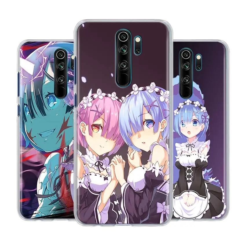 Anime Rem Re Zero Emilia Phone Case For Xiaomi Redmi Note 9 Pro 9s 6 7 8 Pro 8t 6 6a 7a 8a 9a 9c K K30 Pro Hard Case Coque Half Wrapped Cases