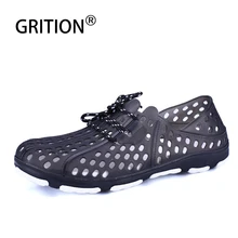 GRITION/Мужская обувь с перфорацией; повседневные резиновые Сабо со шнуровкой для сада; мужские сандалии; летние пляжные шлепанцы для плавания; прозрачные шлепанцы