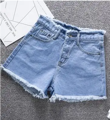 Light blue Джинсовые шорты с высокой талией Большие размеры 2XL женские джинсовые шорты летние новые женские Шорты однотонные обжимные джинсовые шорты - Цвет: Light blue