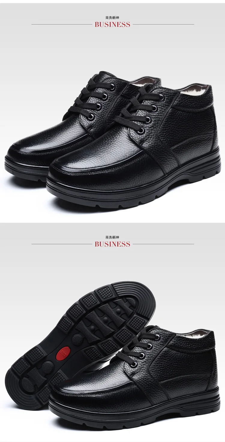 Winter Men Genuine Leather Boots High Quality Thick Wool Male Super Warm Snow Boots Oxfords Men Non-slip Cotton Shoes Boot