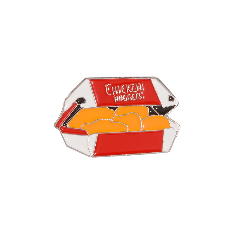 Chicken Nugget Enamel Pin Funny Snack To-go Box Fast Food Jewelry Brooches