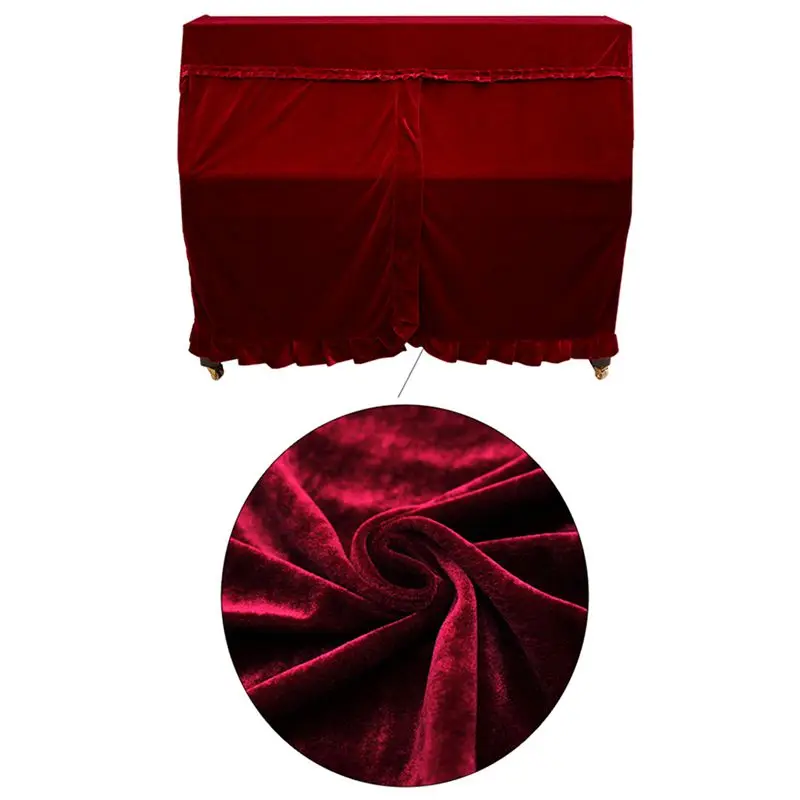 Practical Full Piano Cover pleuche Decorated with Macrame for Universal Upright Vertical Piano Red