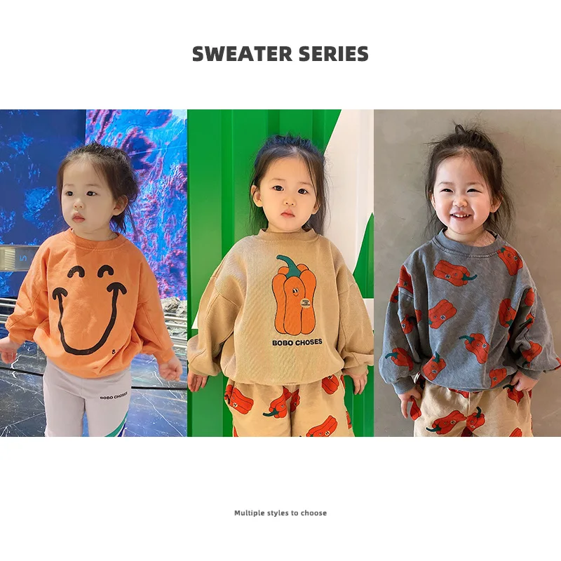Children's Sweater 2021 Ace Spring and Summer New Children's Long Sleeve Cute Cartoon Pullover Sweater Ins Children's Clothing