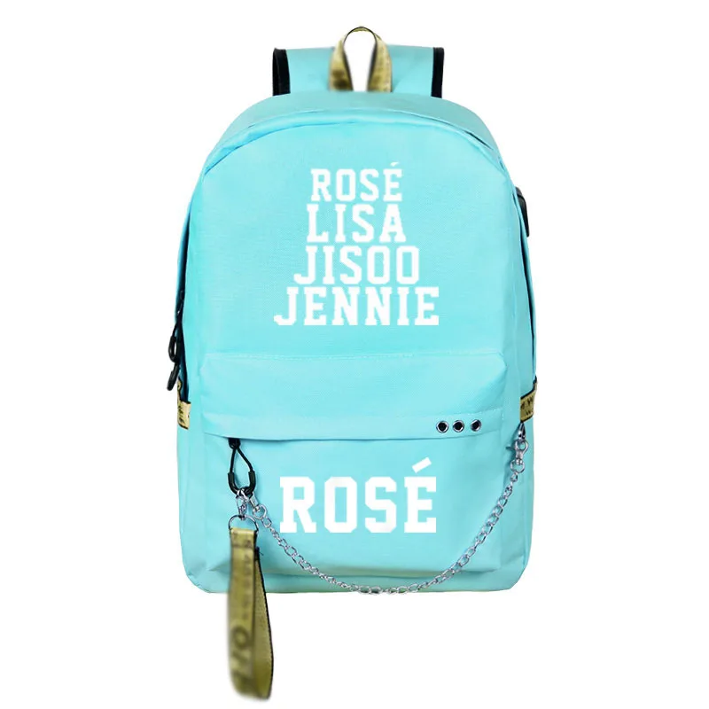 BlackPink Rose Lisa JENNIE USB Рюкзак Школьные сумки черный розовый Mochila дорожные сумки для ноутбука наушники USB порт - Цвет: SBA12770105