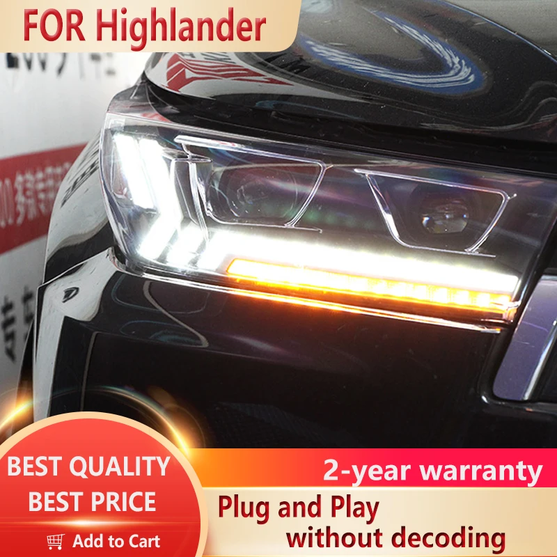 

Фары для Toyota Highlander 2018-2020 DRL дневные ходовые огни светодиодсветодиодный Биксеноновая лампа Противотуманные фары автомобильные аксессуары Клубная фара