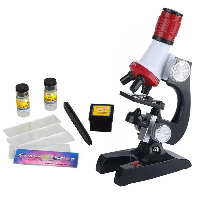 single microscope Набор микроскопов лабораторный светодиодный 100X-400X-1200X домашняя школьная образовательная игрушка подарок изысканный Биологический микроскоп для детей - Цвет: single microscope