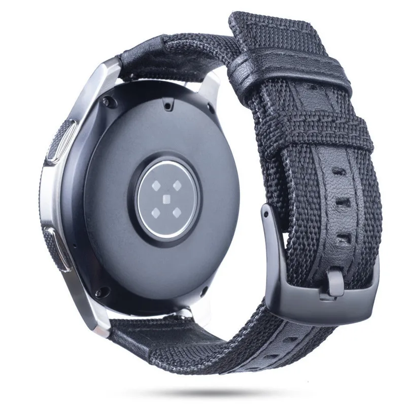 Для Galaxy Watch 46 мм ремешок 22 мм Премиум нейлон с кожаным ремешком для samsung gear S3 Frontier/Классические наручные Смарт-часы полосы