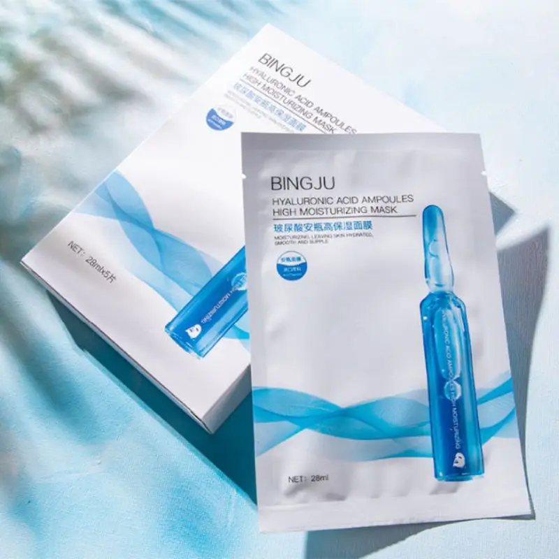 5pcs/ box Hyaluronic Acid face sheet Mask collagen whitening beauty Facial moisturizing Skin Care masker face mask Nourishing