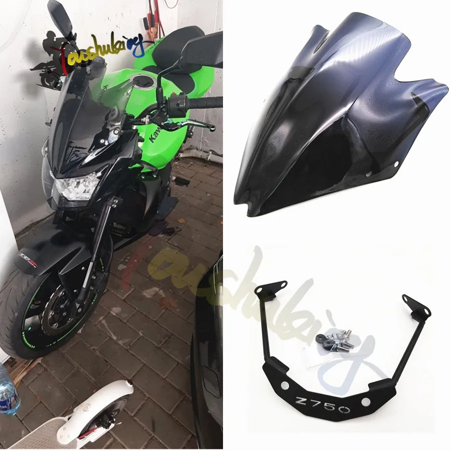 Новое поколение экран лобовое стекло посадка лобового стекла для Kawasaki Z750 Z750R Z 750 2008 2009 2010 2011 2012 черный ветровой дефлектор Новое поколение экран лобовое стекло посадка лобового стекла для Kawasaki Z750 Z750R Z 750 2008 2009 2010 2011 2012 черный ветровой дефлектор