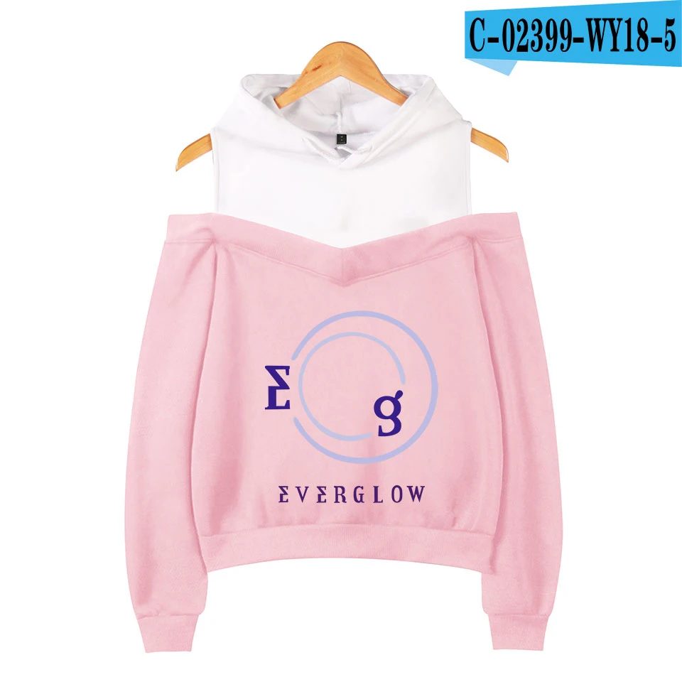 Everglow Kpop Печатный уличная печать с открытыми плечами толстовки Толстовка Женская Повседневная крутой пуловер женские толстовки Толстовка - Цвет: WY18