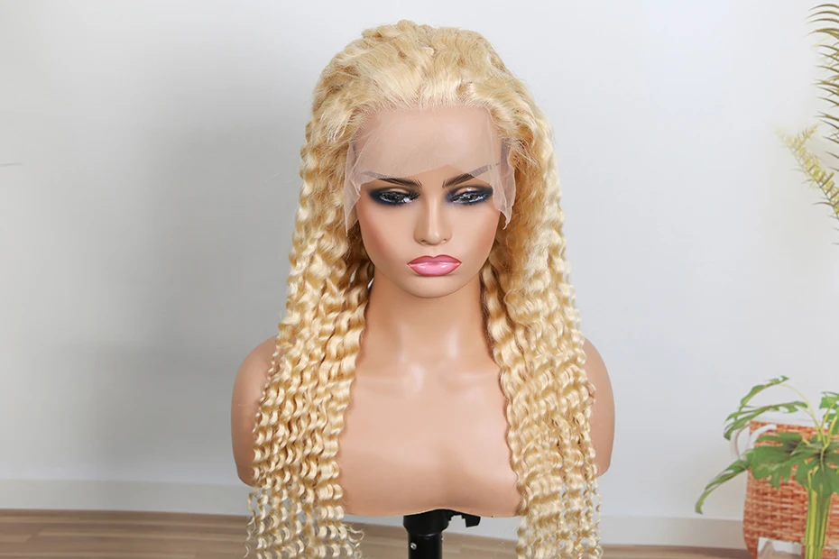 Tiefe Welle 13x4 13x6 Honig Blonde Spitze Vorne Perücke Echthaar Brasilianische Remy 613 Tiefe Lockige Transparente Spitze Frontal Perücken für Frauen – Detail 12