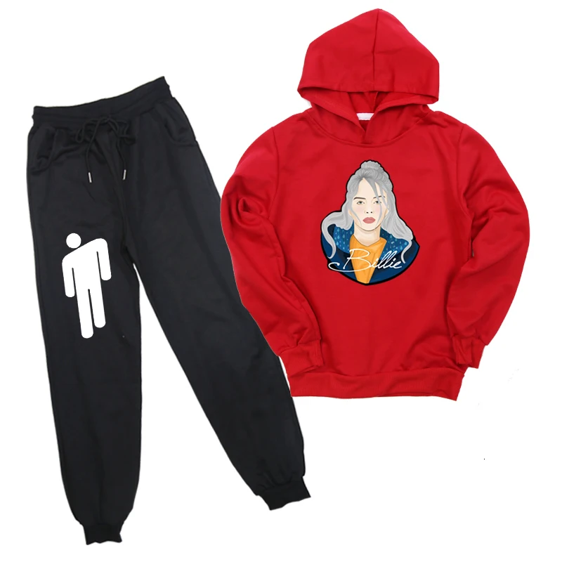 2 шт./компл. Billie Eilish состоящие из кофты с капюшоном и штанов, Повседневное спортивный костюм модная Ropa Hombre Для мужчин по доступной цене, повседневная одежда для подростков ткань Толстовки костюмы
