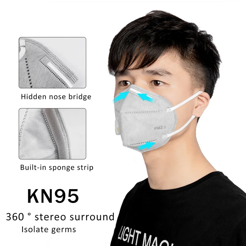 

KN95 Adult Vertical Folding Valved Dust Mask Respirator Mouth Mask