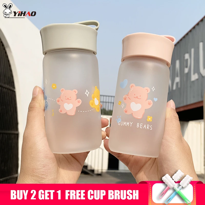 YIHAO 300ml Portable Travel Water Bottle for Best Gifts Cute Gummy Bear Creative Frosted Transparent Bottl | Дом и сад