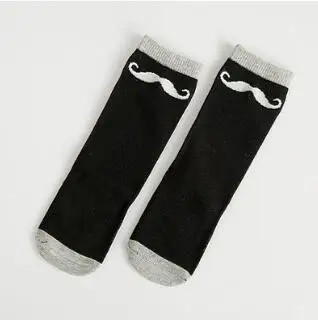 Гольфы для малышей носки для маленьких мальчиков и девочек гетры с рисунком медведя для детей, длинные носки для малышей - Color: Moustache black