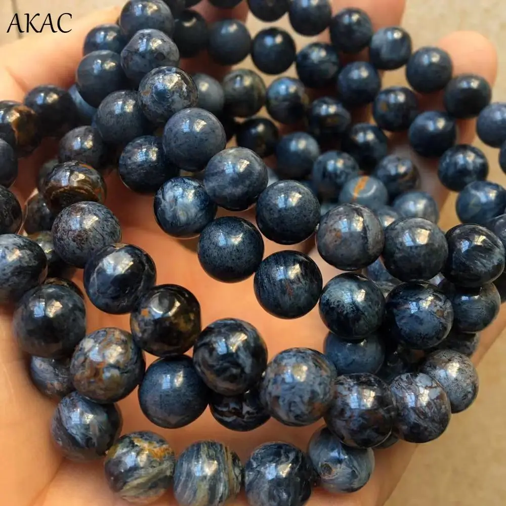 AKAC approx8-8.5mm натуральный синий pietersite браслет бусины approx22beads/браслет