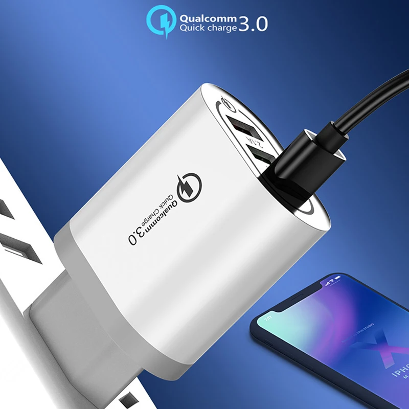 3 порта USB быстрая зарядка 5 в 2,4 А зарядное устройство 18 Вт адаптер питания для iPhone iPad samsung Xiaomi huawei QC3.0 быстрая настенная Зарядка для путешествий