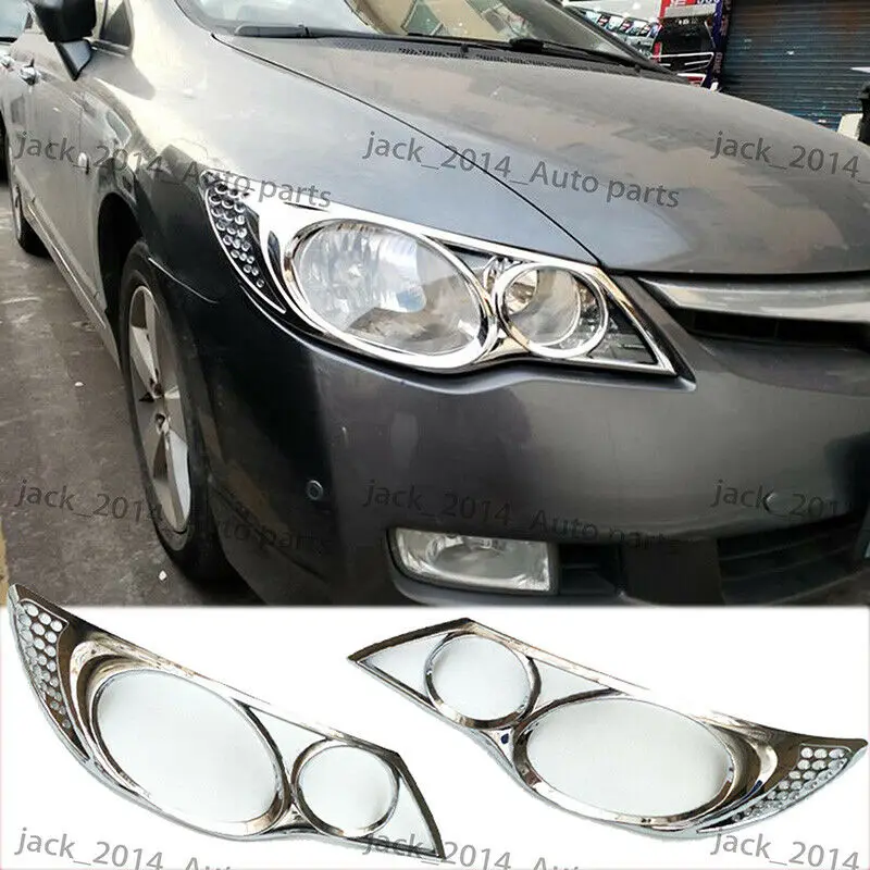 ABS Хромированная передняя фара крышка отделка 2 шт./компл. для Honda Civic 2006 2007 2008