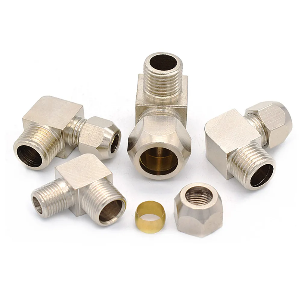

Pneumatic fittings Male Thread 1/8" 1/4" 3/8" 1/2" Elbow Brass Fit 4 6 8 10 12mm OD Tube Coupler Adapter Connector