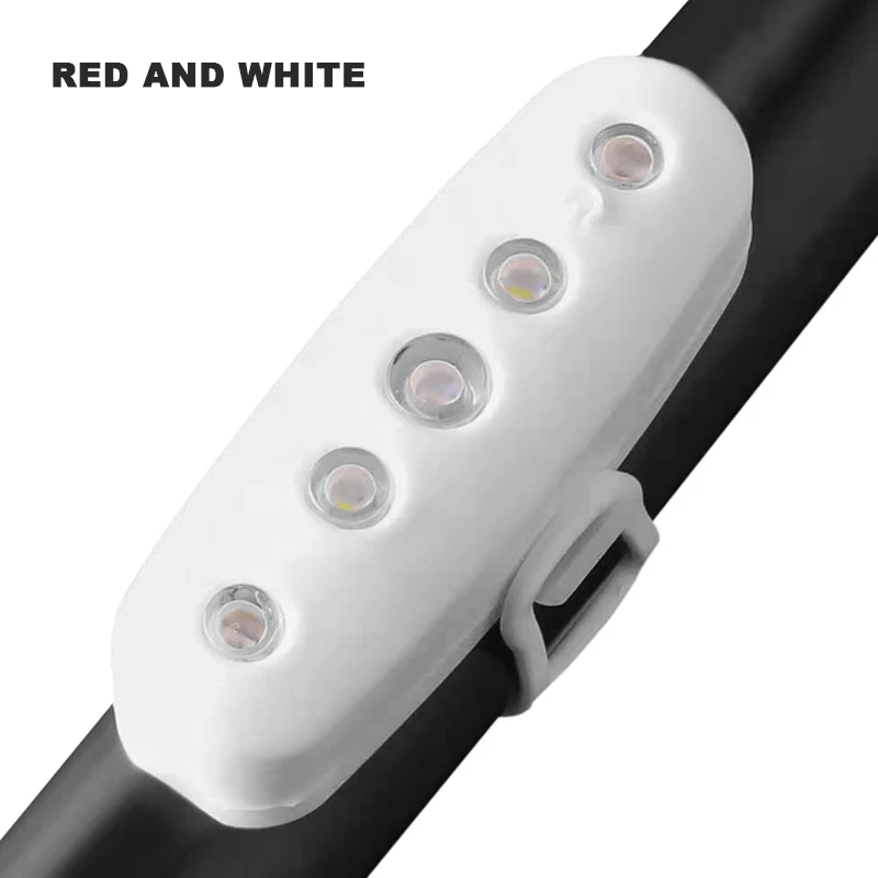 Red and white light Новинка, велосипедный светильник, перезаряжаемый, водонепроницаемый, светодиодный, USB, велосипедный безопасный светильник, силиконовый, велосипедный, задний светильник, Аксессуары для велосипеда - Цвет: Red and white light