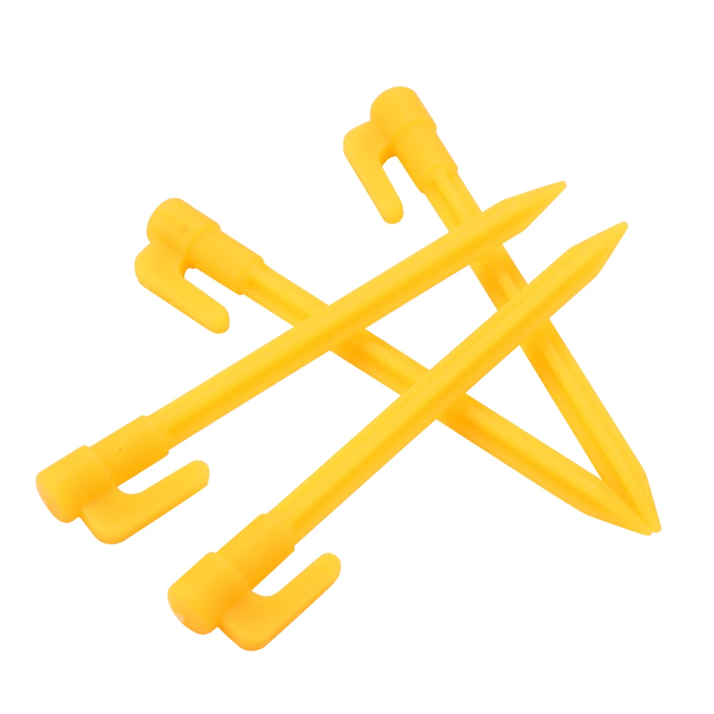 4pcs Blanket Mat Yellow Plastic StakesCamping Stakes Durable Outdoor